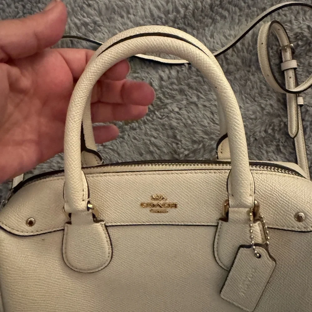 COACH Mini Bennett White Leather Handbag